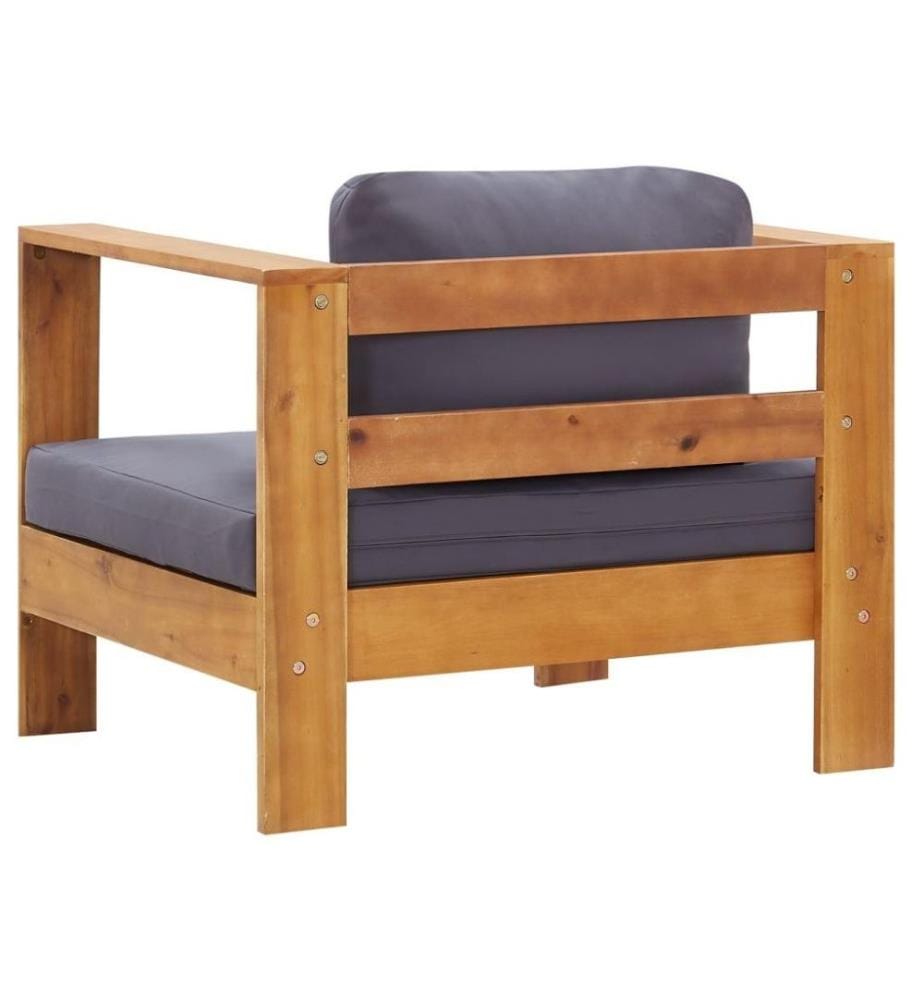 Salon de jardin 4 pcs avec coussins Gris Bois d'acacia solide