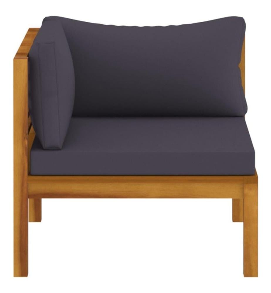 Salon de jardin 3 pcs avec coussin Bois d'acacia solide