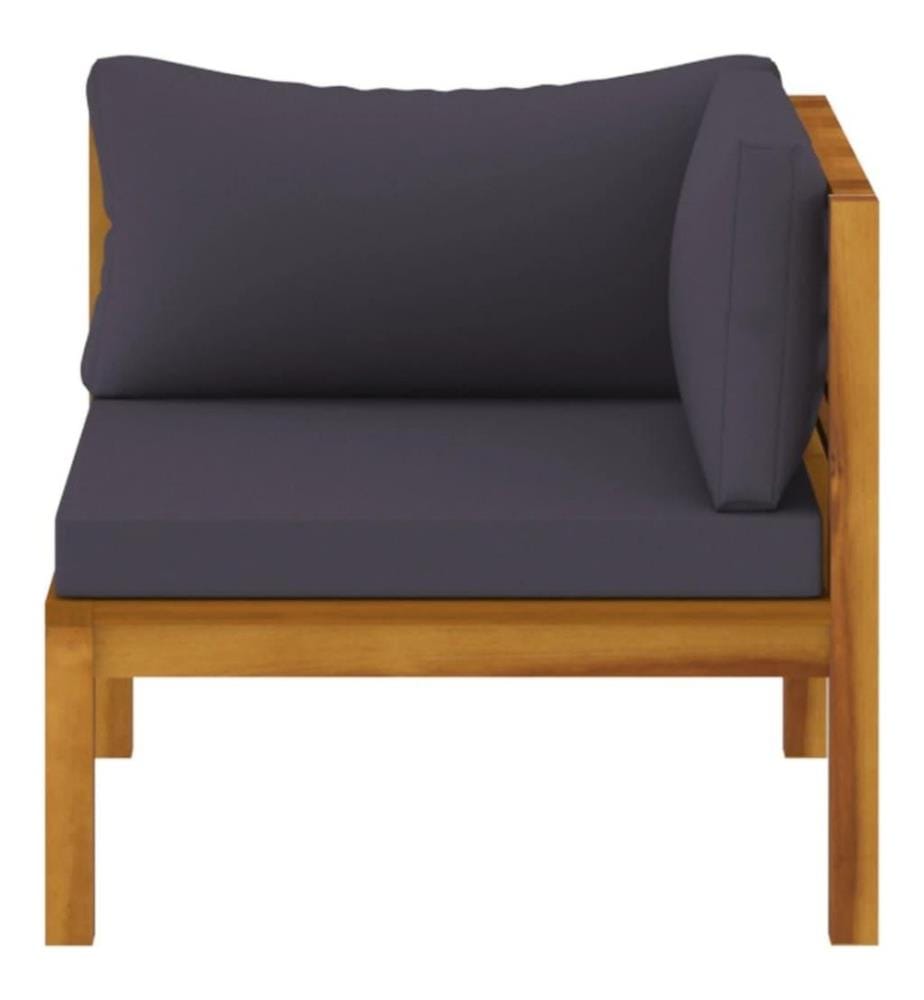 Salon de jardin 3 pcs avec coussin Bois d'acacia solide