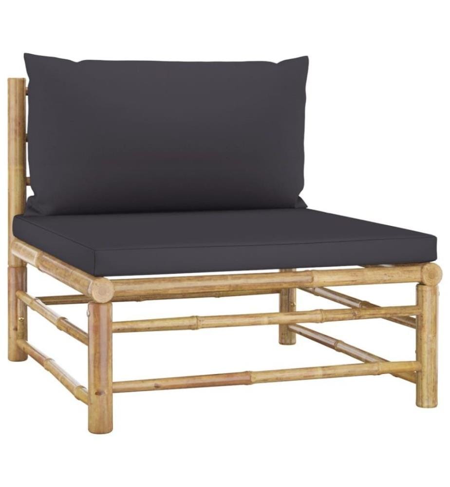 5-tlg. Garten-Lounge-Set mit Dunkelgrauen Kissen Bambus