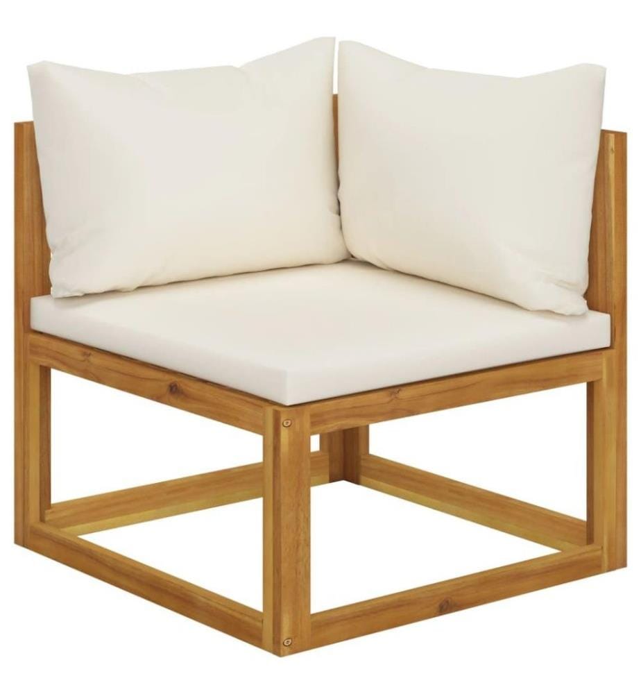 Salon de jardin 12 pcs avec coussin Crème Bois d'acacia solide