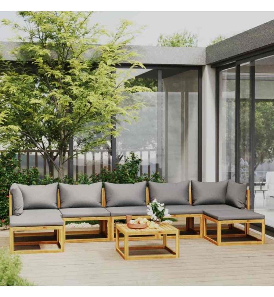 8-tlg. Garten-Lounge-Set mit Auflagen Massivholz Akazie