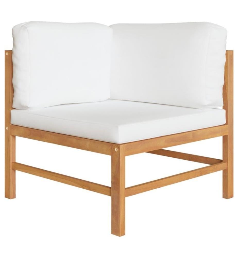 Salon de jardin 6 pcs avec coussins crème Bois de teck solide