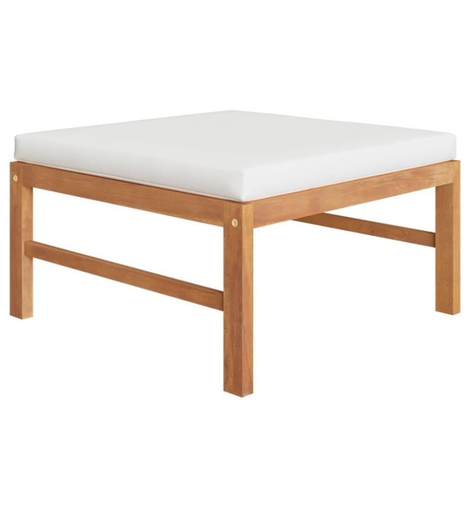 Salon de jardin 6 pcs avec coussins crème Bois de teck solide