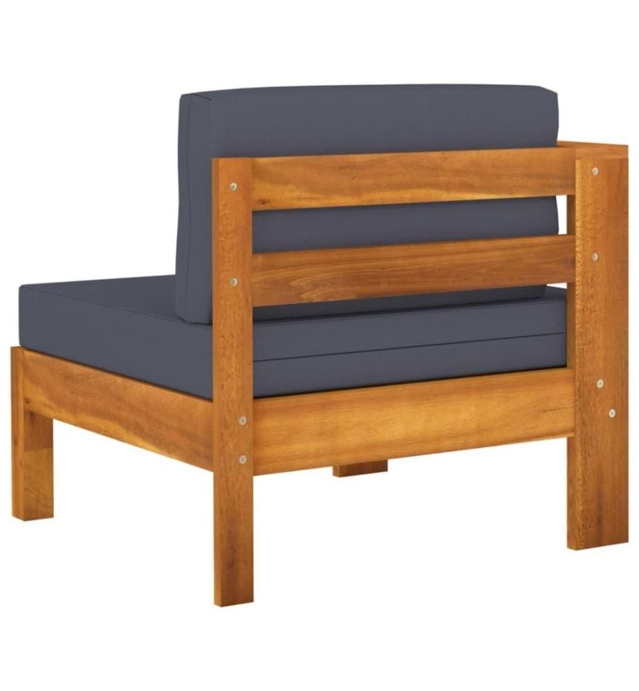 5-tlg. Garten-Lounge-Set mit Dunkelgrauen Auflagen Akazienholz