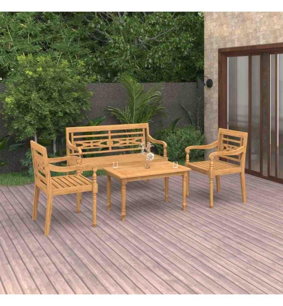 Salon de jardin 4 pcs Bois de teck solide