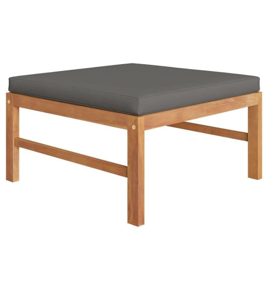 Salon de jardin 4 pcs avec coussins gris Bois de teck solide