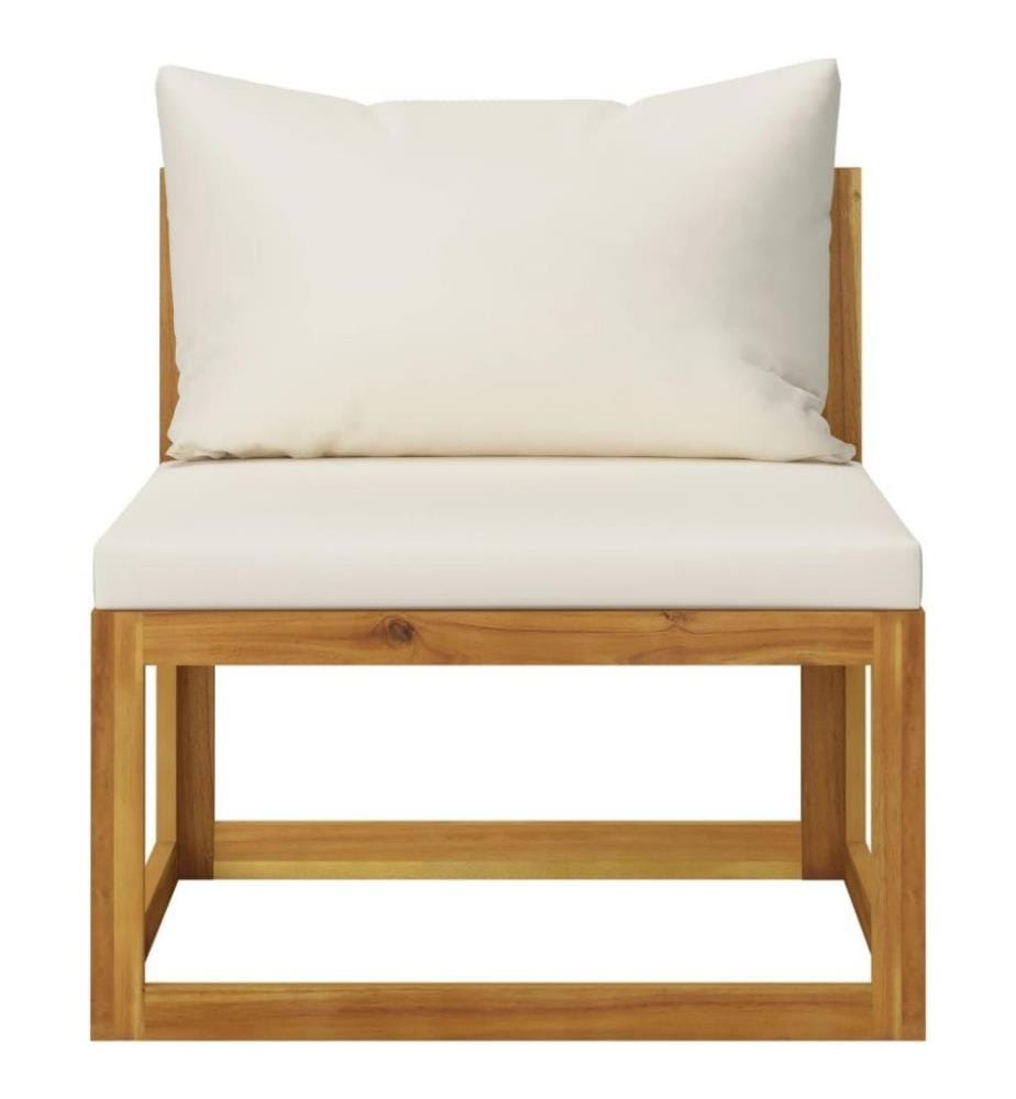 Salon de jardin 4 pcs avec coussin Crème Bois d'acacia solide