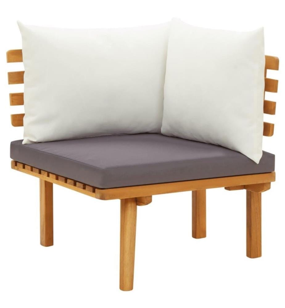 Salon de jardin 3 pcs avec coussins Bois d'acacia solide