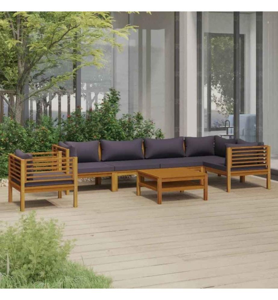 7-tlg. Garten-Lounge-Set mit Auflage Massivholz Akazie