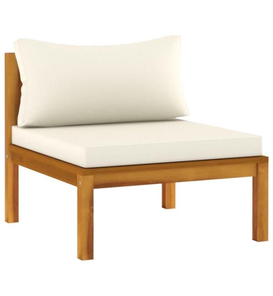 6-tlg. Garten-Lounge-Set mit Creme Kissen Massivholz Akazie