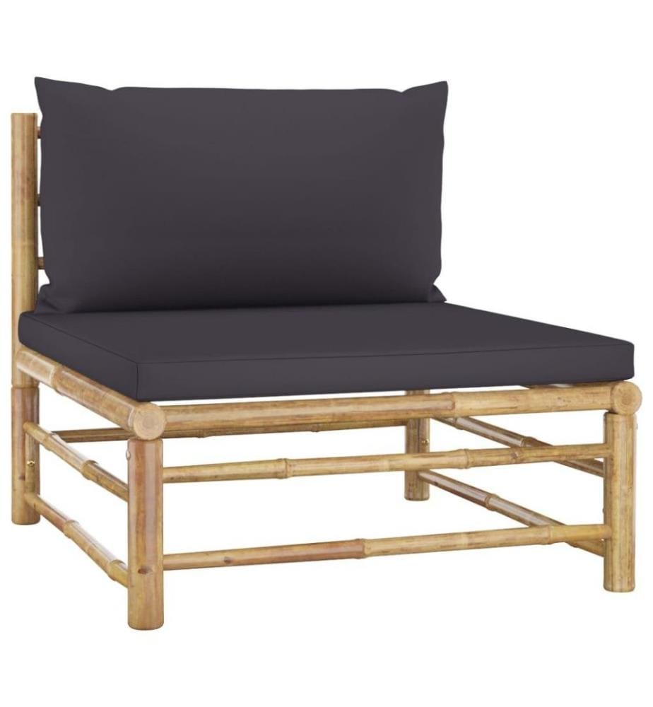 6-tlg. Garten-Lounge-Set mit Dunkelgrauen Kissen Bambus