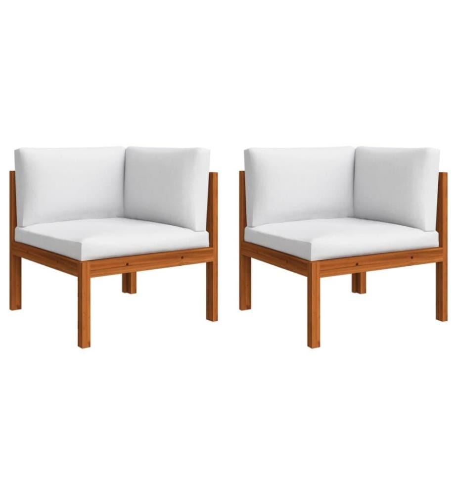 Salon de jardin 5 pcs avec coussins Crème Bois d'acacia solide