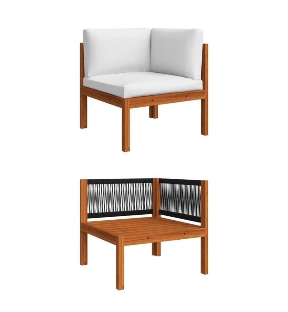 Salon de jardin 7 pcs avec coussins Crème Bois d'acacia solide