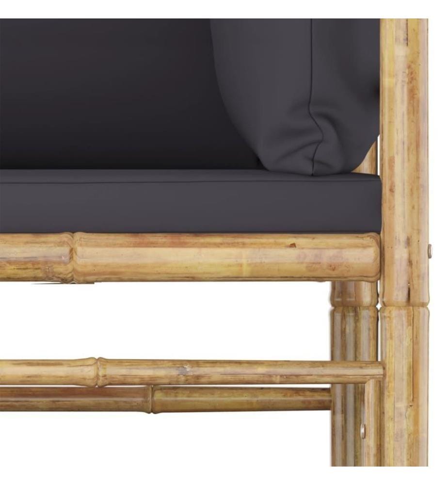 6-tlg. Garten-Lounge-Set mit Dunkelgrauen Kissen Bambus