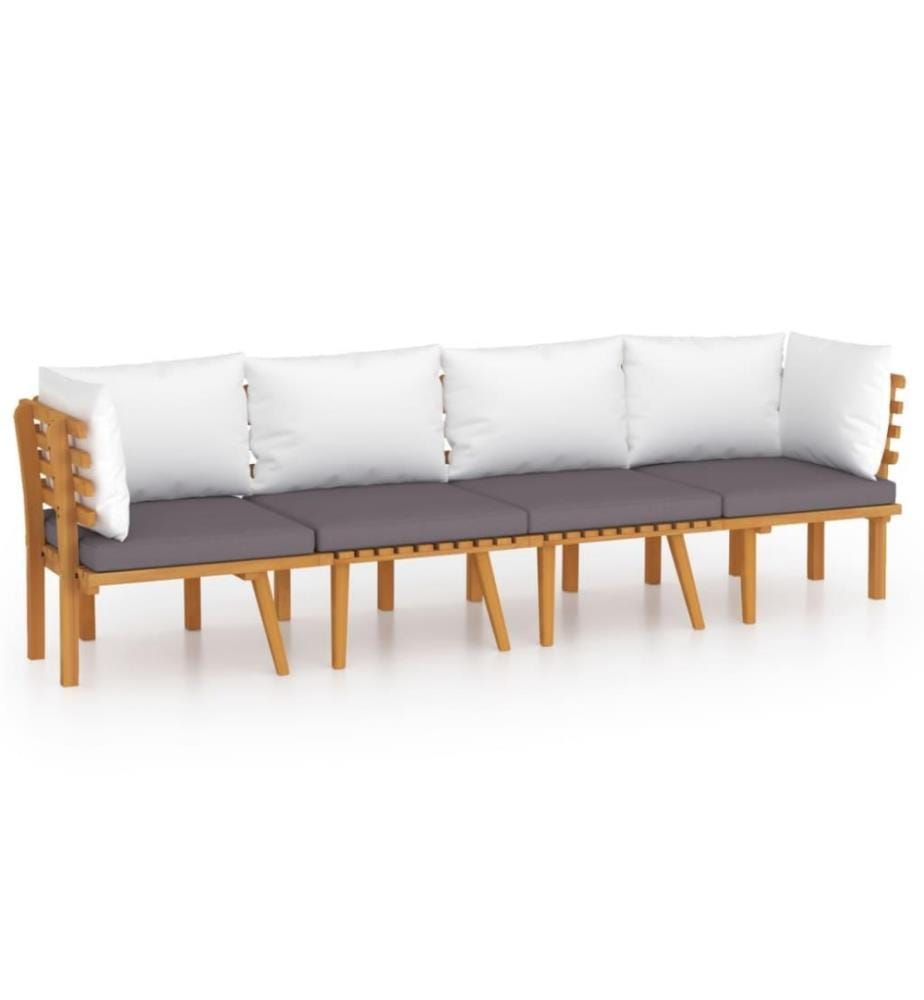 Salon de jardin 4 pcs avec coussins Bois d'acacia solide