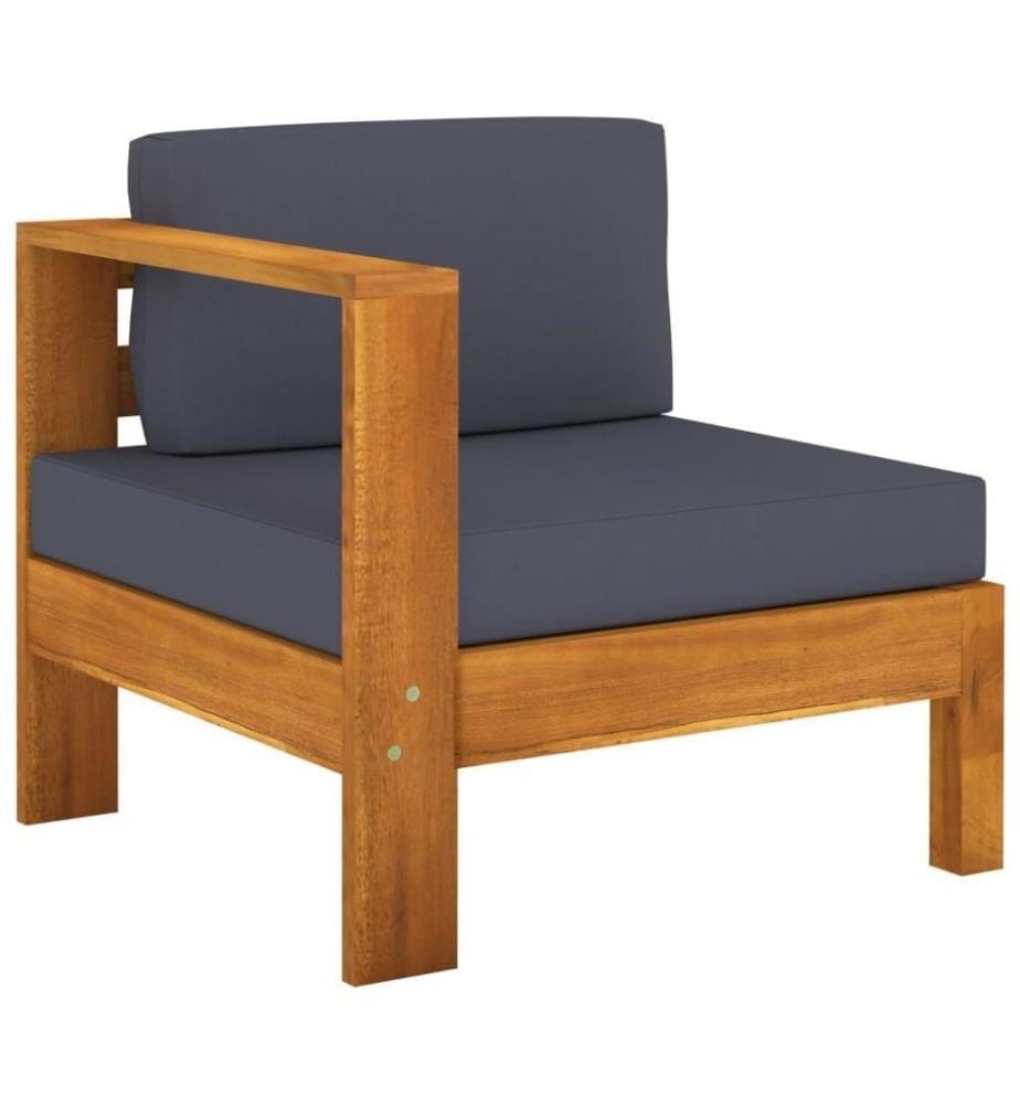 10-tlg. Garten-Lounge-Set mit Dunkelgrauen Auflagen Akazienholz