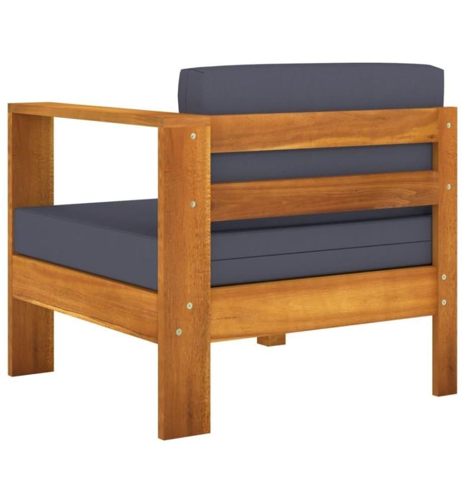 10-tlg. Garten-Lounge-Set mit Dunkelgrauen Auflagen Akazienholz