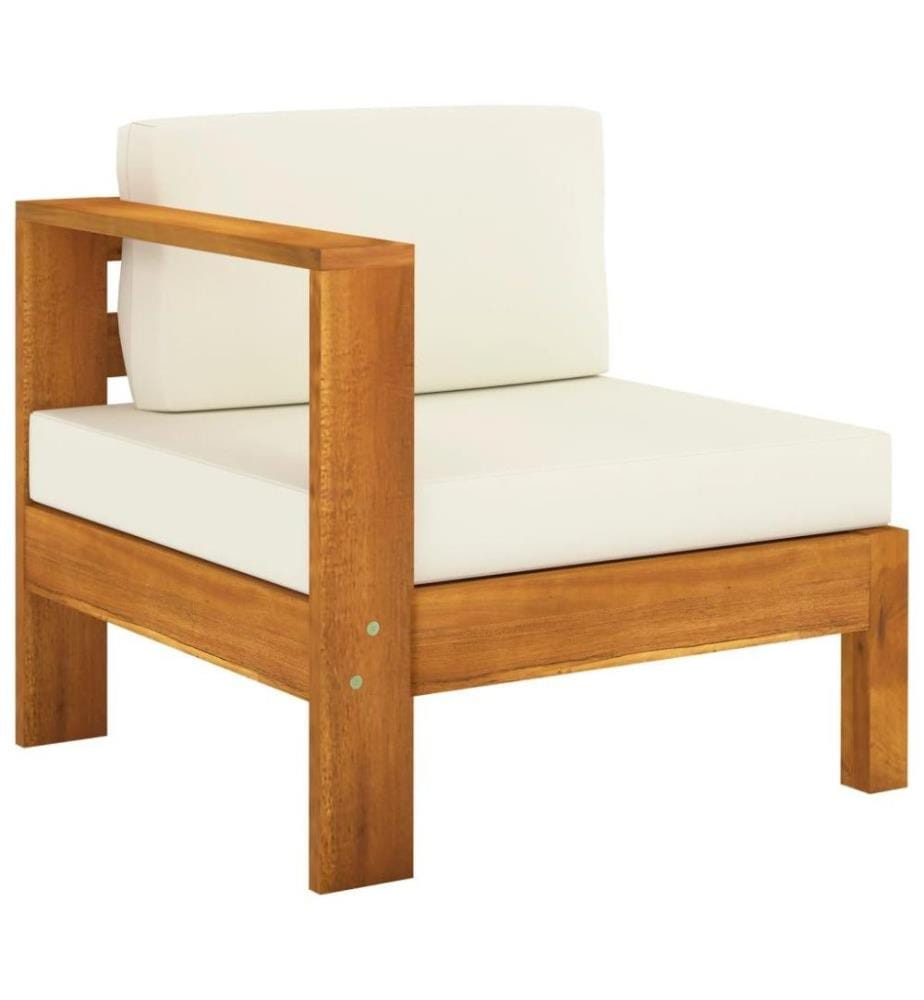 Salon de jardin 6 pcs avec coussins blanc crème Bois d'acacia