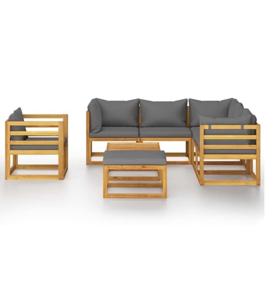 Salon de jardin 8 pcs avec coussin Bois d'acacia solide