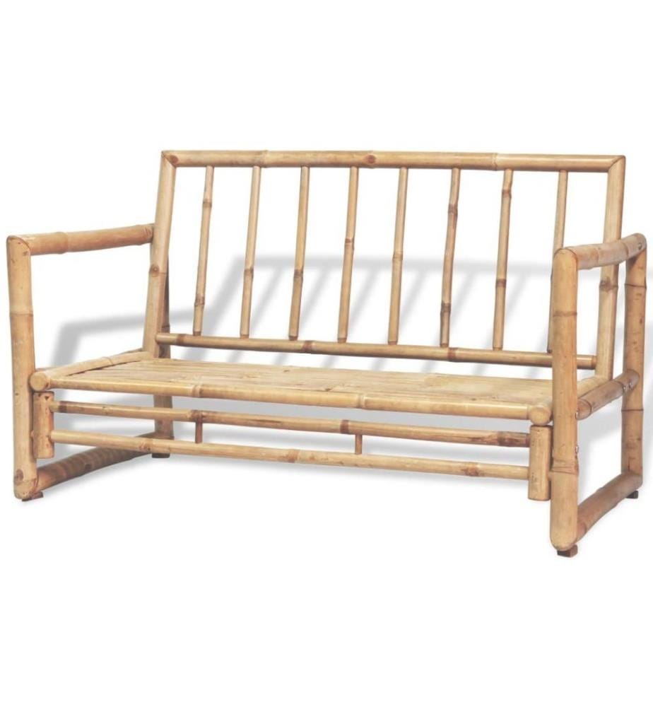 4-tlg. Garten-Lounge-Set mit Auflagen Bambus