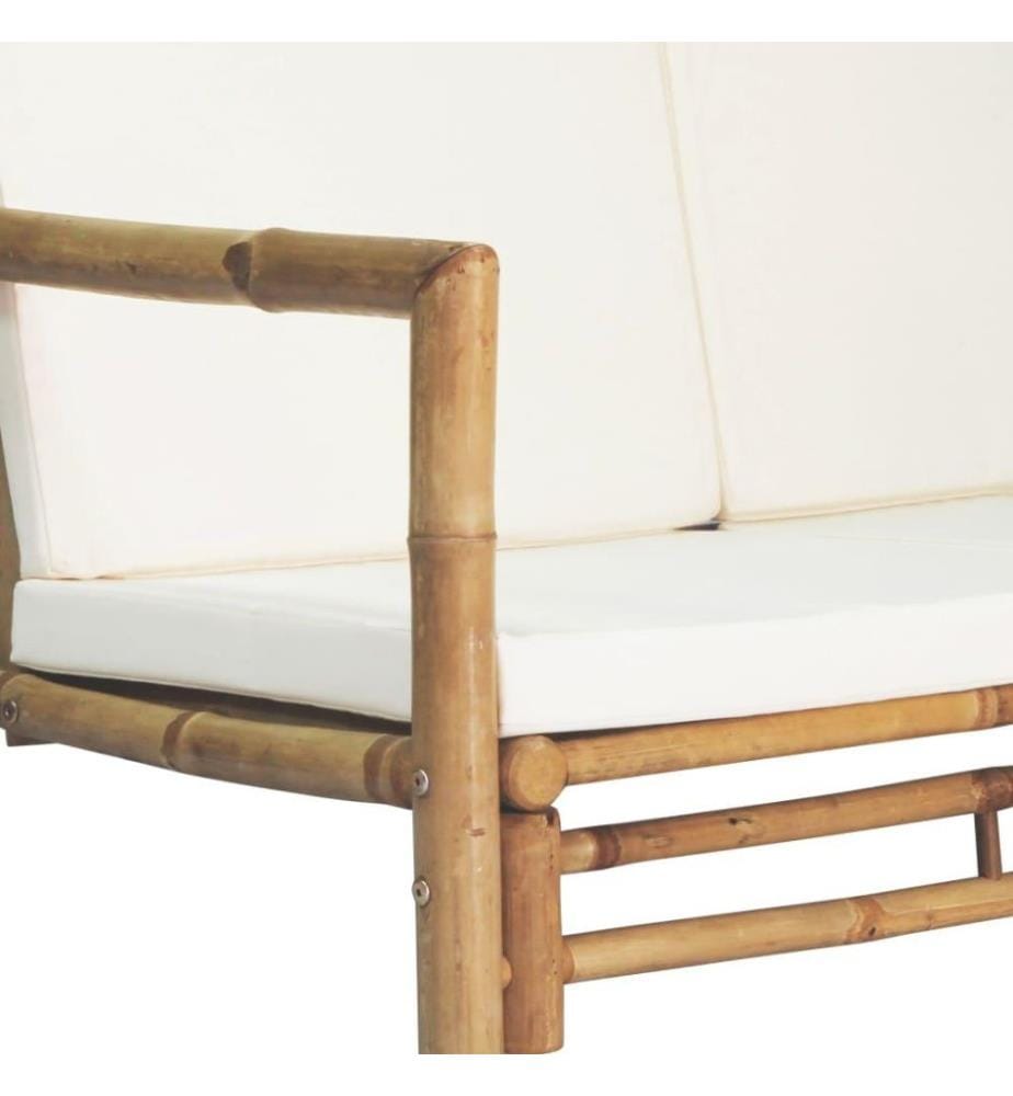 4-tlg. Garten-Lounge-Set mit Auflagen Bambus