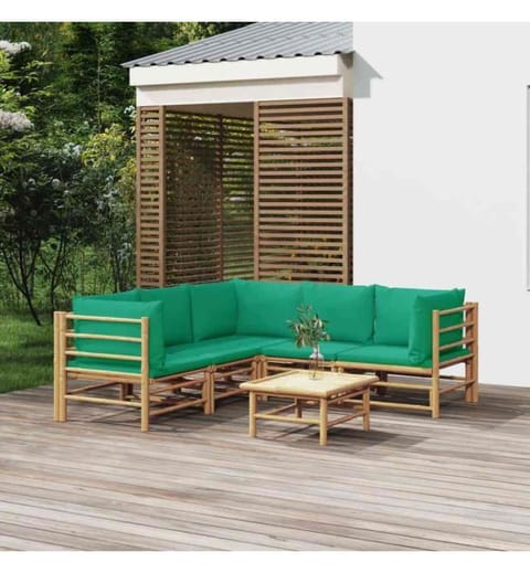 Vidaxl 6-tlg. Garten-Lounge-Set mit Grnen Kisse | DeinDeal