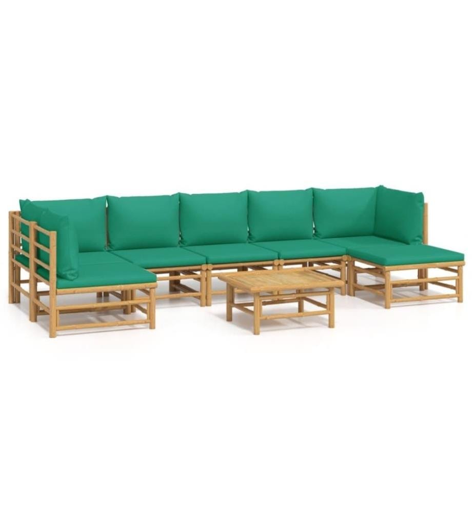 Salon de jardin 8 pcs avec coussins vert bambou