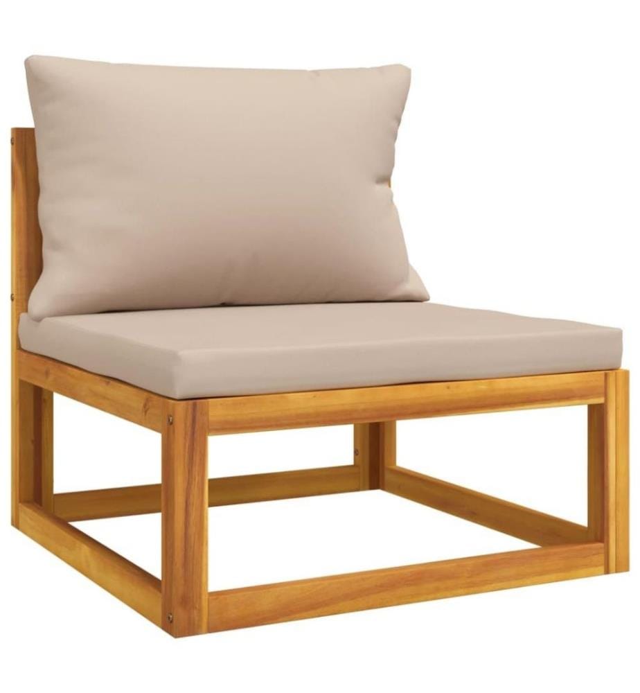 Salon de jardin 7 pcs avec coussins taupe bois massif