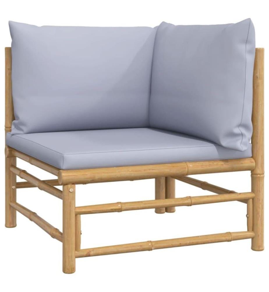 5-tlg. Garten-Lounge-Set mit Hellgrauen Kissen Bambus