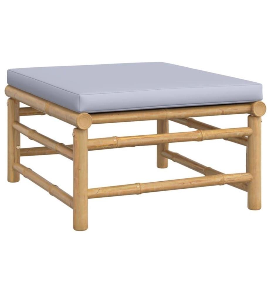 4-tlg. Garten-Lounge-Set mit Hellgrauen Kissen Bambus
