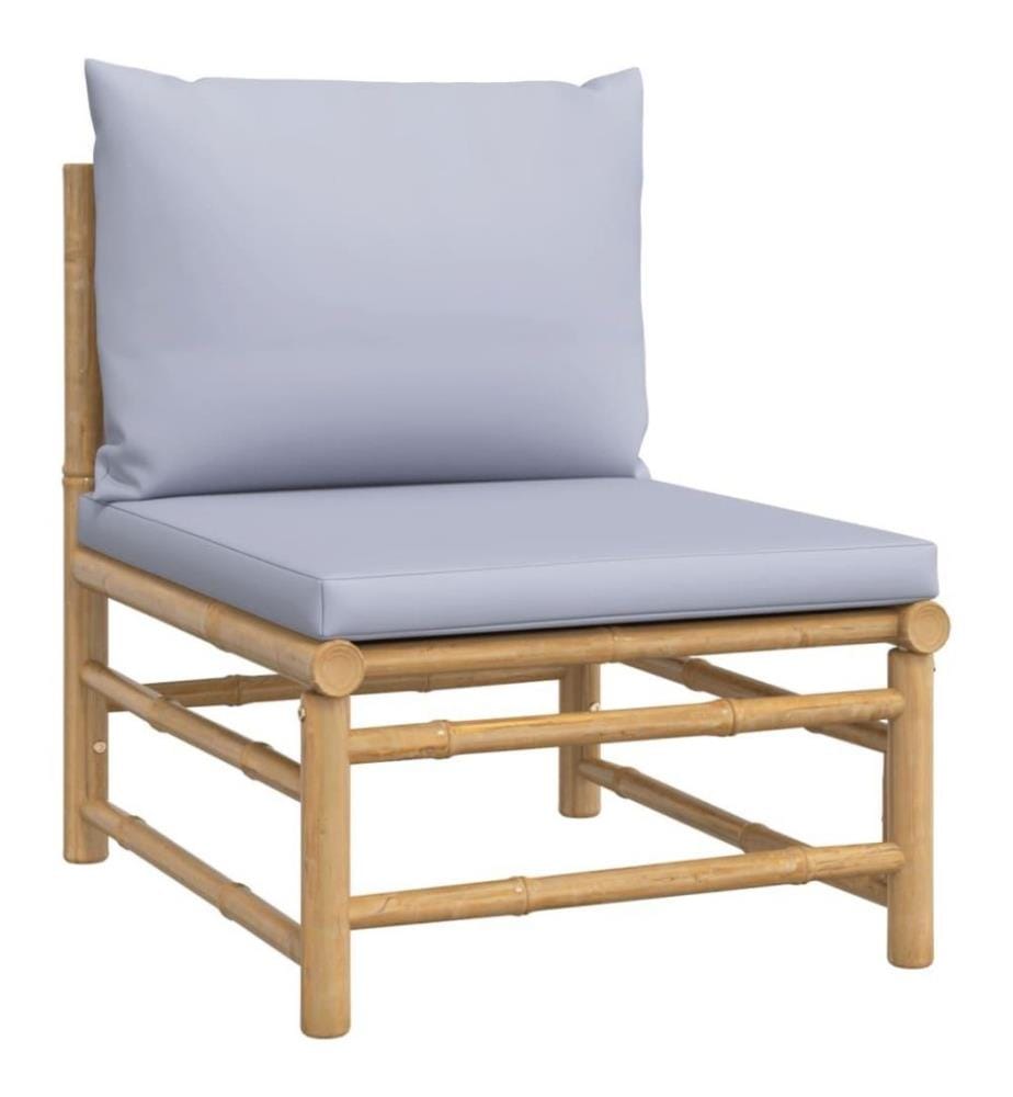 6-tlg. Garten-Lounge-Set mit Hellgrauen Kissen Bambus