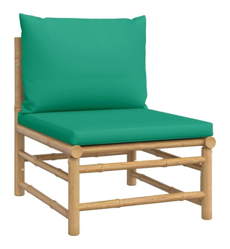 7-tlg. Garten-Lounge-Set mit Grünen Kissen Bambus