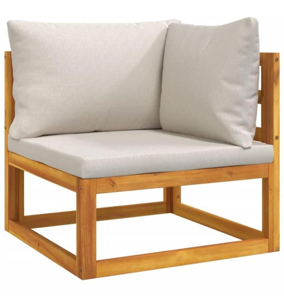 9-tlg. Garten-Lounge-Set mit Hellgrauen Kissen Massivholz