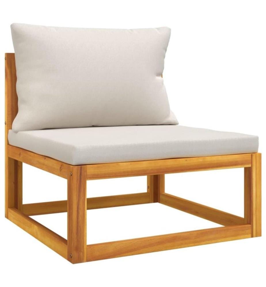 9-tlg. Garten-Lounge-Set mit Hellgrauen Kissen Massivholz