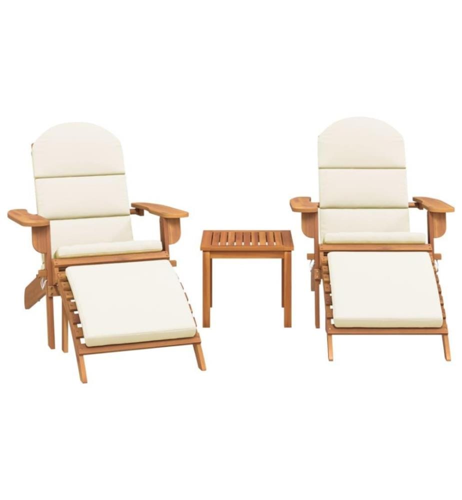 Ensemble de salon de jardin Adirondack 3 pcs bois acacia solide