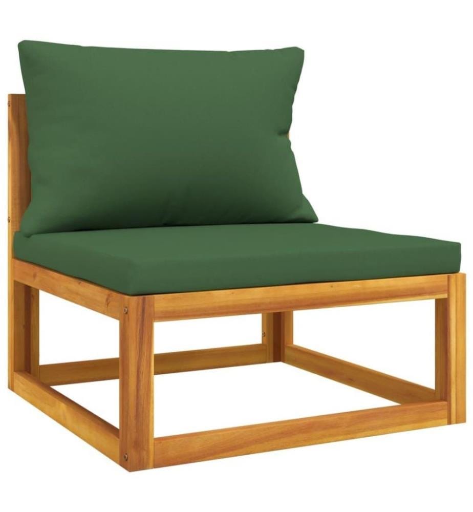 Salon de jardin 3 pcs avec coussins vert bois massif