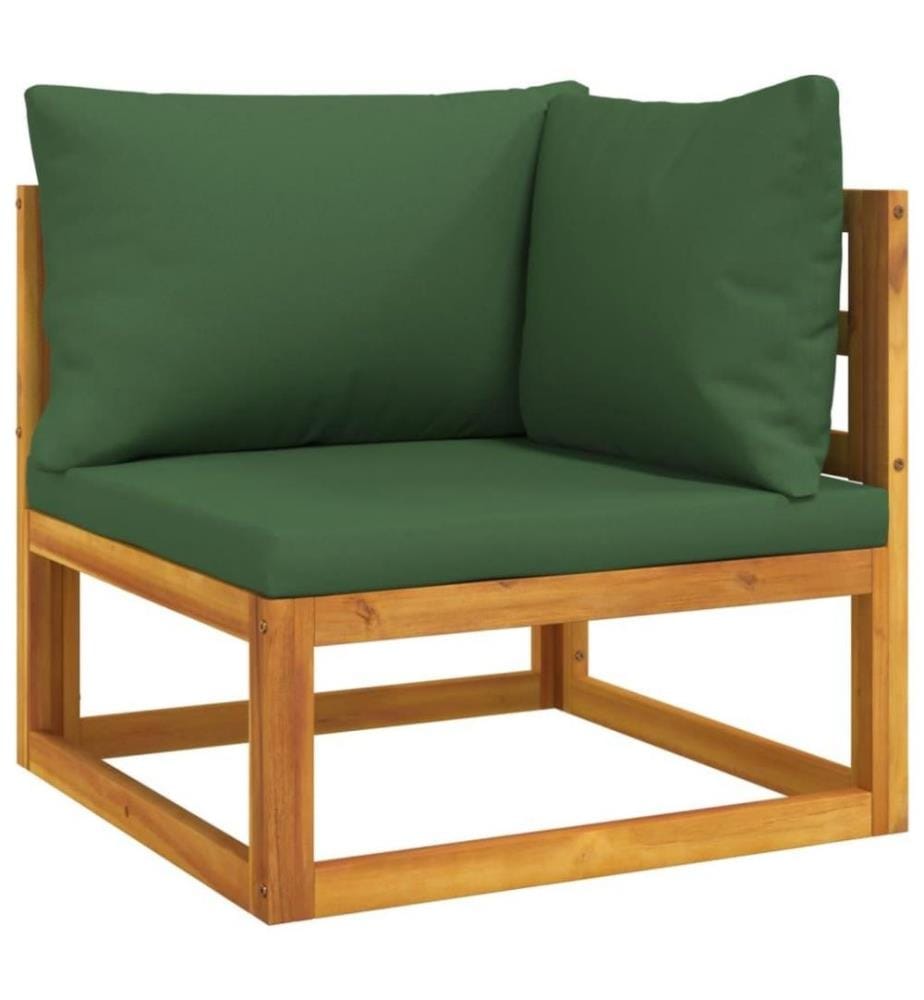 Salon de jardin 11 pcs avec coussins vert bois massif