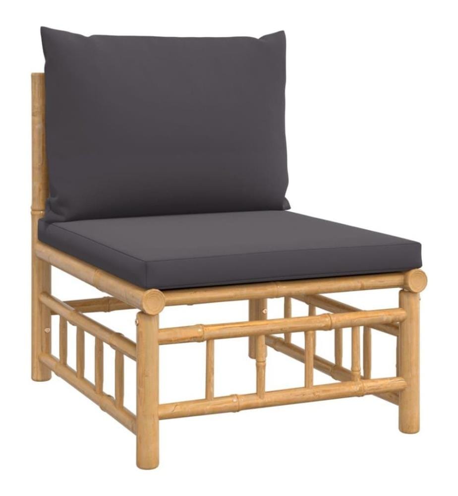 6-tlg. Garten-Lounge-Set mit Dunkelgrauen Kissen Bambus