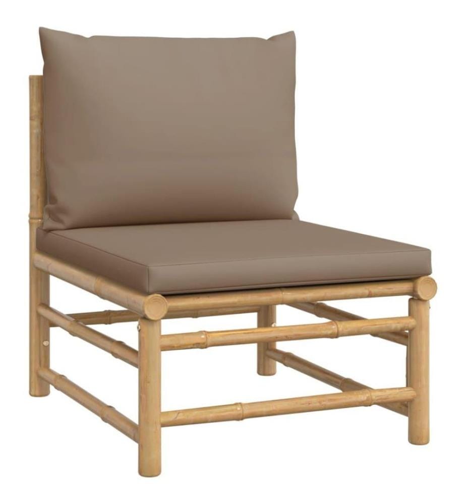 3-tlg. Garten-Lounge-Set mit Taupe Kissen Bambus