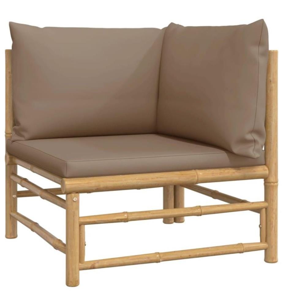 Salon de jardin 5 pcs avec coussins taupe bambou