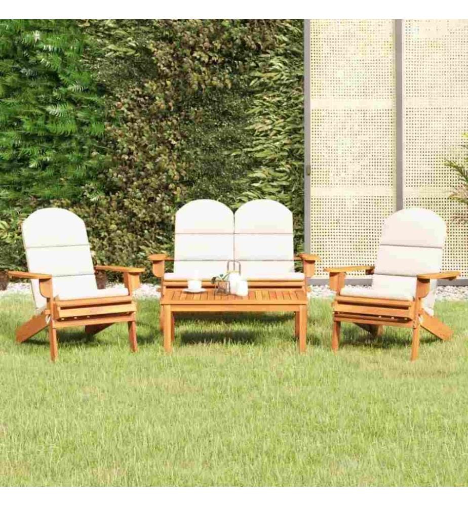 Ensemble de salon de jardin Adirondack 4 pcs bois acacia solide