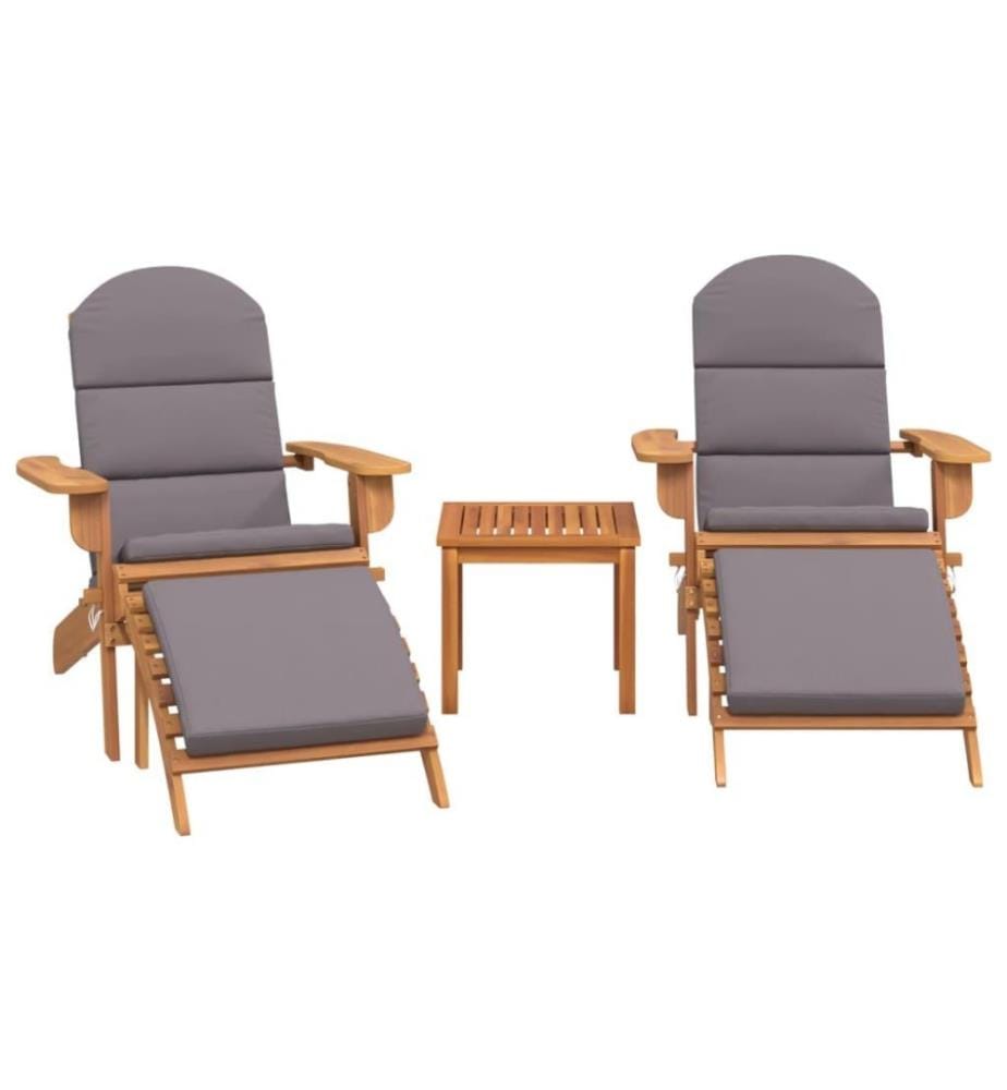 Ensemble de salon de jardin Adirondack 3 pcs bois acacia solide