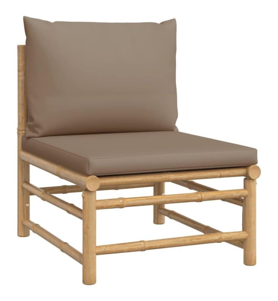 Salon de jardin 7 pcs avec coussins taupe bambou