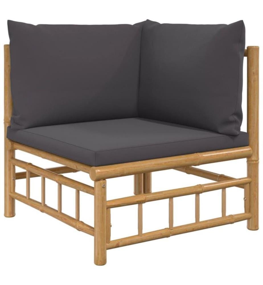 5-tlg. Garten-Lounge-Set mit Dunkelgrauen Kissen Bambus