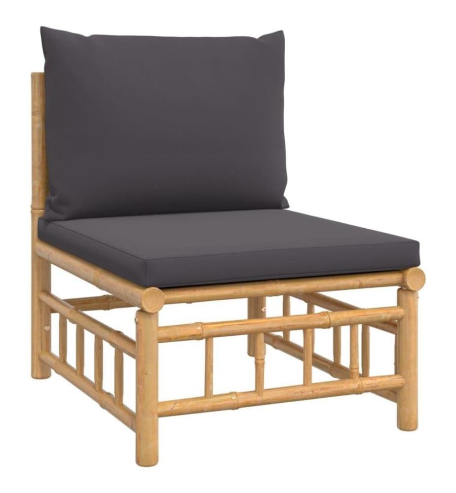 5-tlg. Garten-Lounge-Set mit Dunkelgrauen Kissen Bambus