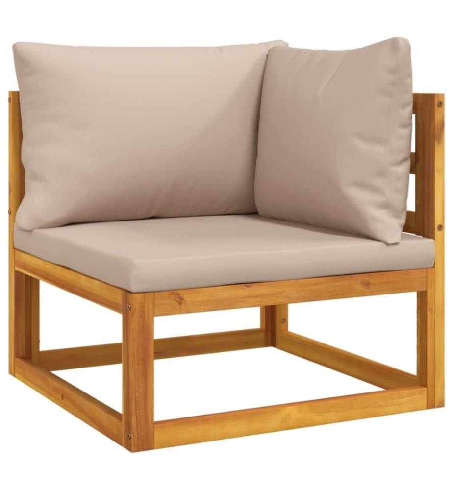 Salon de jardin 5 pcs avec coussins taupe bois massif