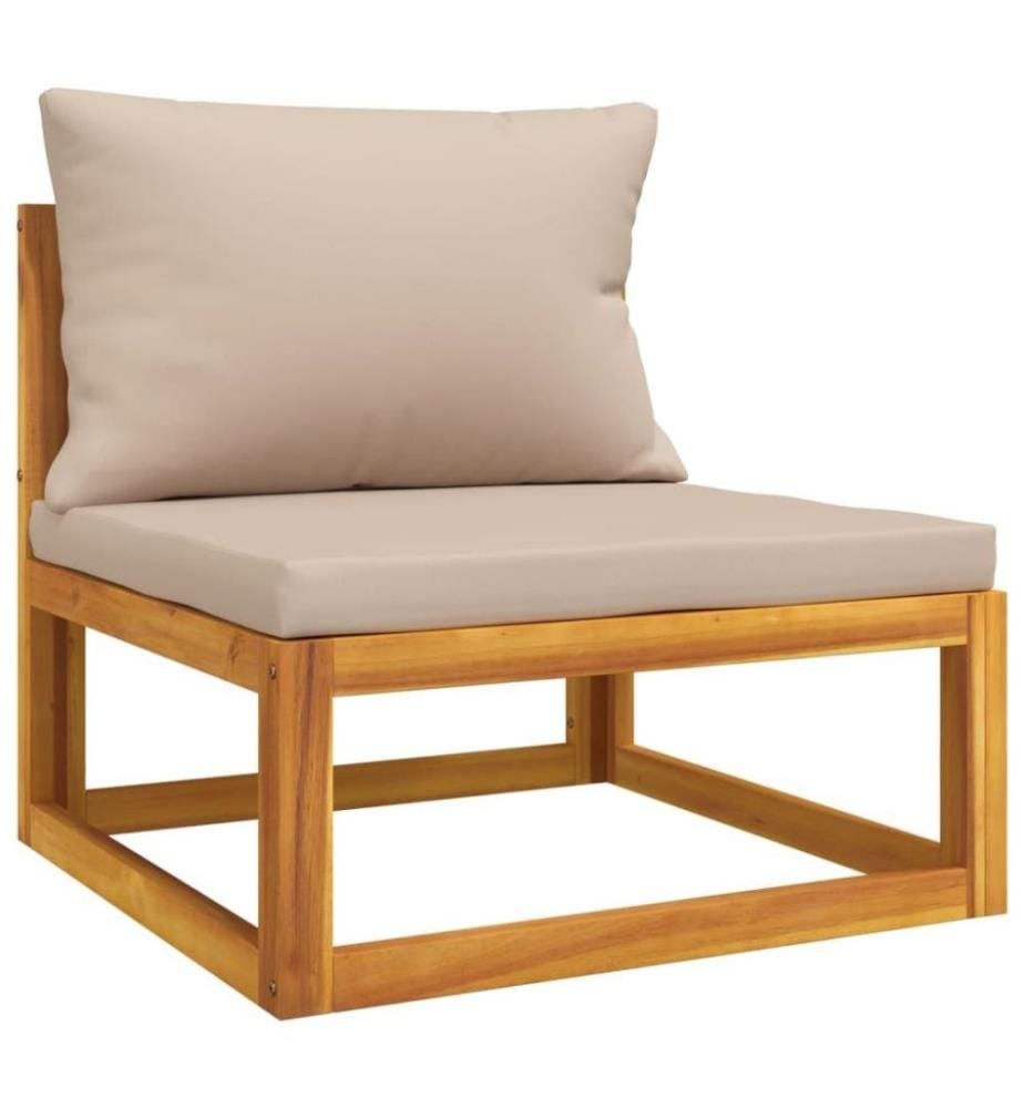 Salon de jardin 5 pcs avec coussins taupe bois massif
