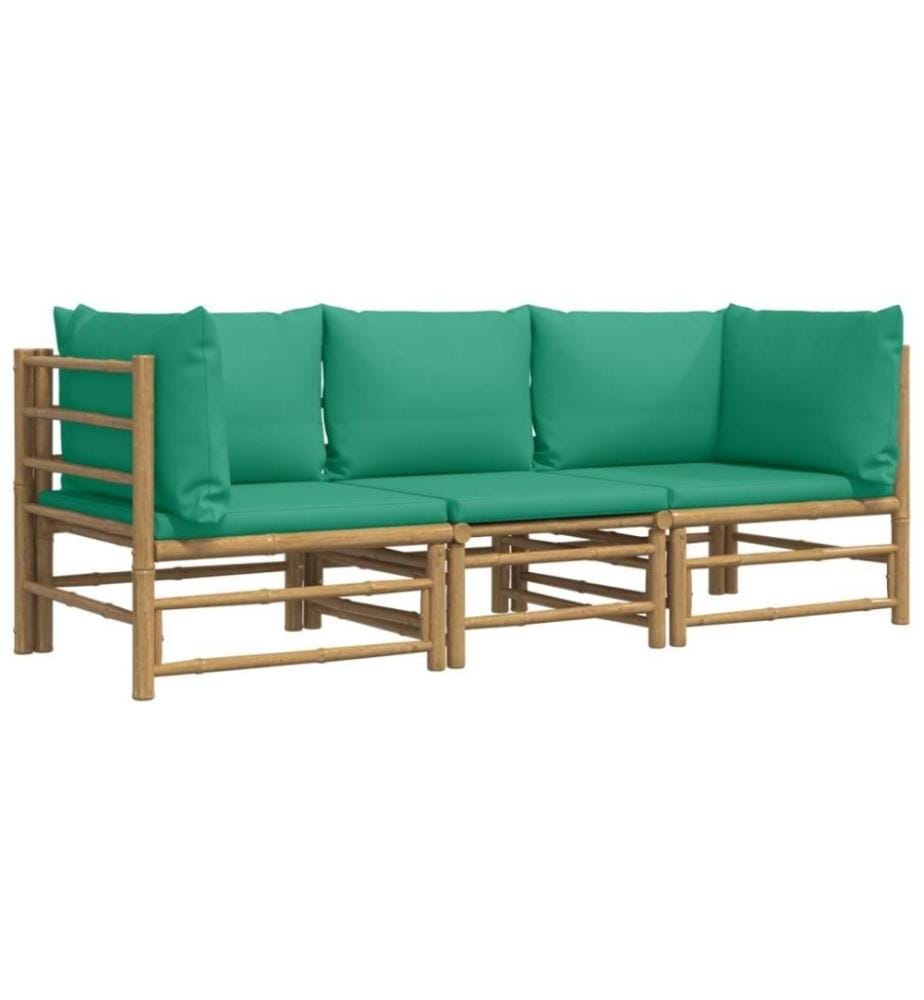 Salon de jardin 3 pcs avec coussins vert bambou