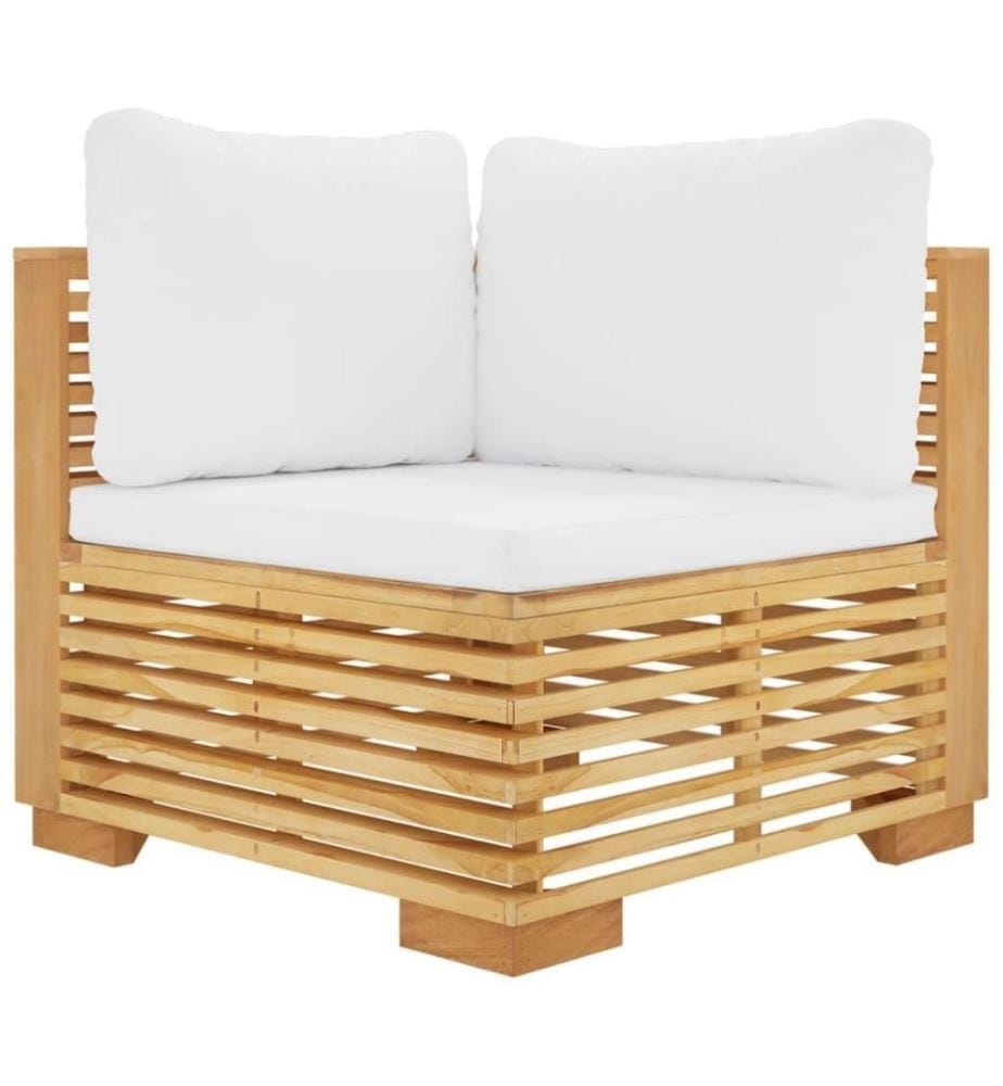 Salon de jardin 3 pcs avec coussins Bois de teck solide